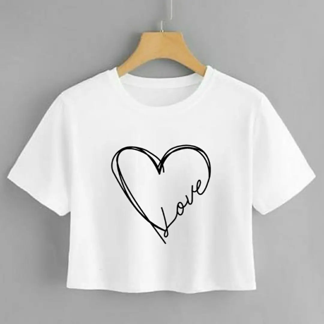 Womens Crop Printed Tshirt