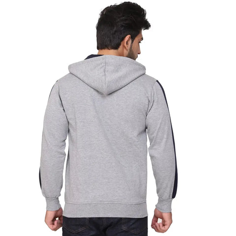 Stylish Wool Blend Self Pattern Long Sleeves Hooded Sweatshirts For Men