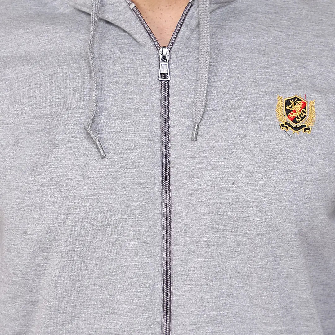 Stylish Wool Blend Self Pattern Long Sleeves Hooded Sweatshirts For Men