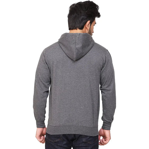 Stylish Wool Blend Self Pattern Long Sleeves Hooded Sweatshirts For Men