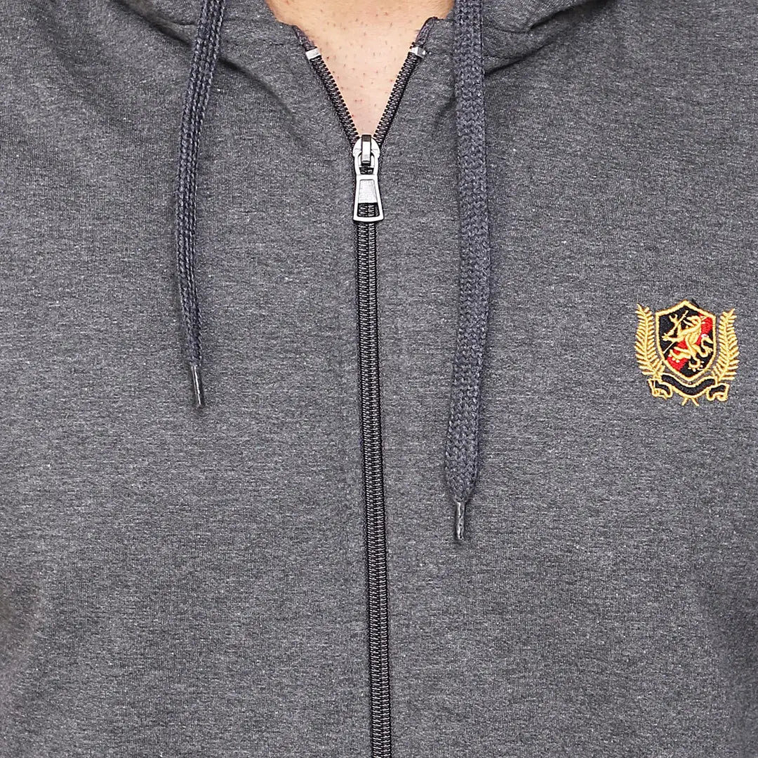 Stylish Wool Blend Self Pattern Long Sleeves Hooded Sweatshirts For Men