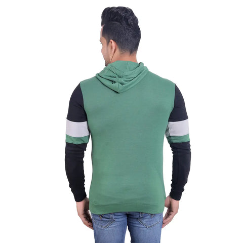 Stylish Wool Blend Self Pattern Long Sleeves Hooded Sweatshirts For Men