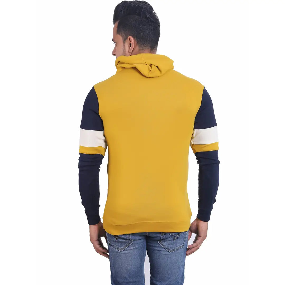 Stylish Wool Blend Self Pattern Long Sleeves Hooded Sweatshirts For Men