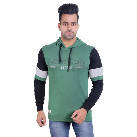Stylish Wool Blend Self Pattern Long Sleeves Hooded Sweatshirts For Men