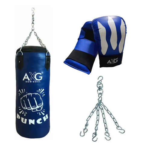 AXG NEW GOAL Durable Combo With 3ft Unfilled Punching Bag, Gloves  Steel Chain Boxing Kit