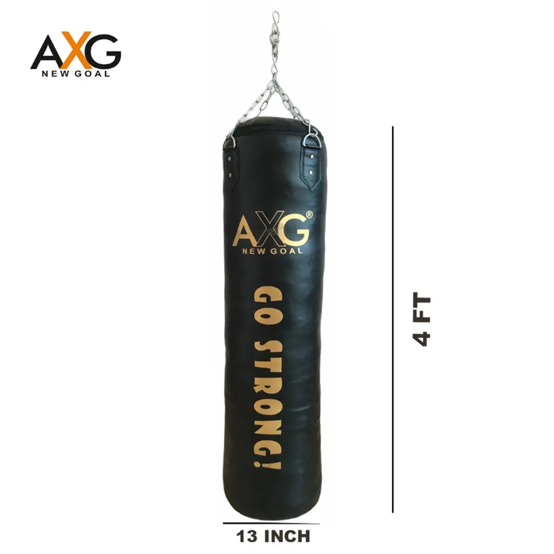 AXG NEW GOAL Boxing Set With 4ft Unfill Punching Bag, 1 Pair Of Gloves  Steel Chain Boxing Kit