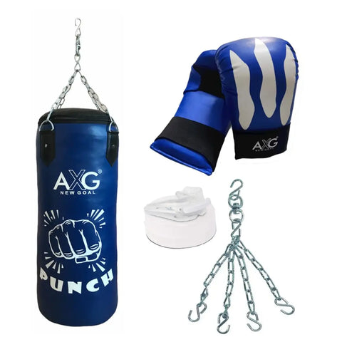 AXG NEW GOAL Pro Unfilled 3ft Punching Bag With Chain, Mouth Guard  Pair Of Gloves Boxing Kit