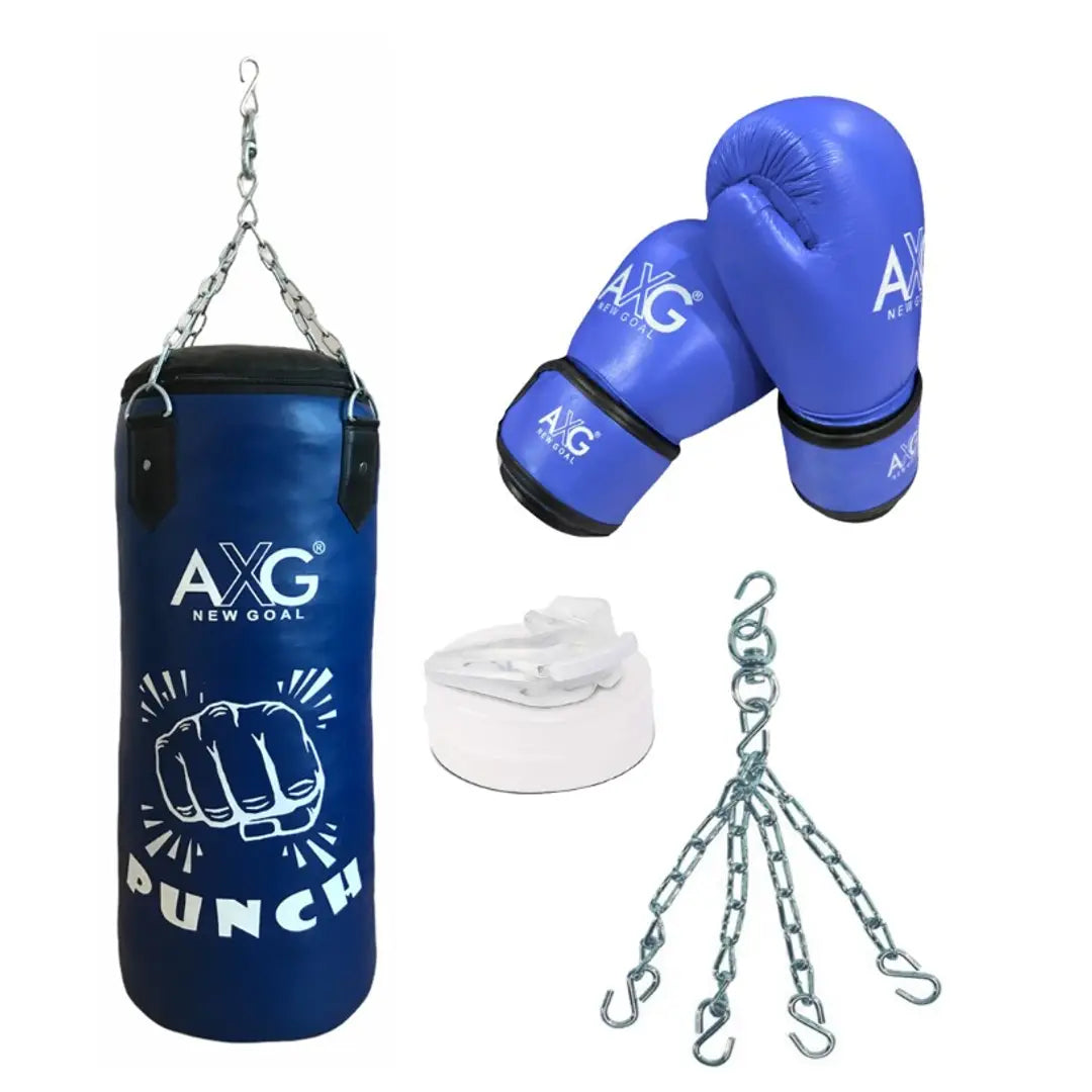 AXG NEW GOAL Professional Unfilled 3ft Punching Bag With Chain, Guard  Leather Gloves 10oz Boxing Kit