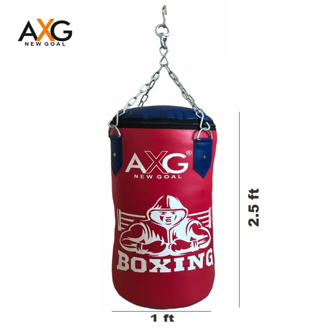 AXG NEW GOAL Professional Unfilled 2.5ft Punching Bag With Chain, Guard  Leather Gloves 10oz Boxing Kit