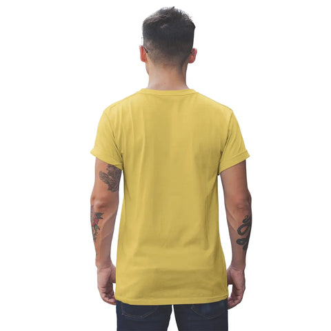 Trendy Cotton Round Neck Half Sleeves Solid Yellow T-shirt For Men