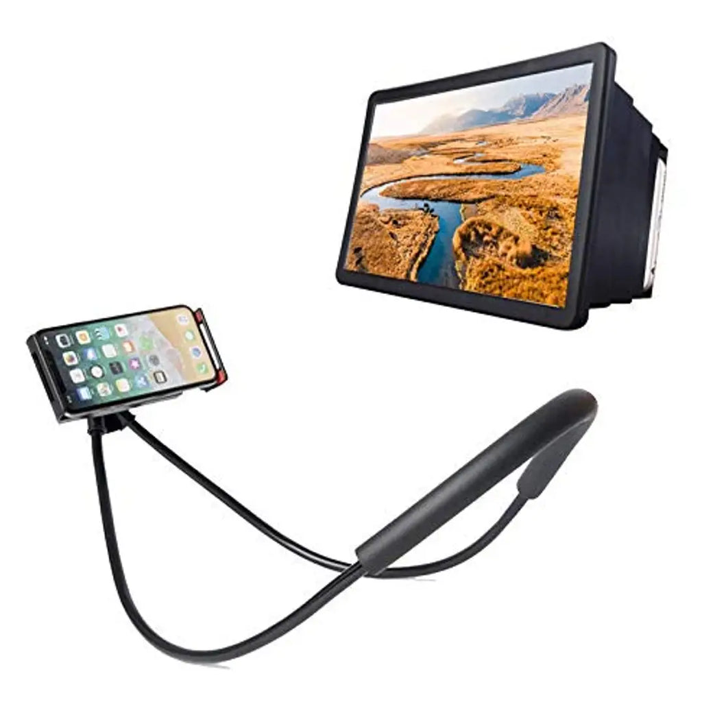 Mobile Phone 3D Screen Enlarger Magnifier Anti Radiation Foldable Screen Magnifier with Flexible Multipurpose Hands-Free Lazy Hanging Mobile Neck Holder
