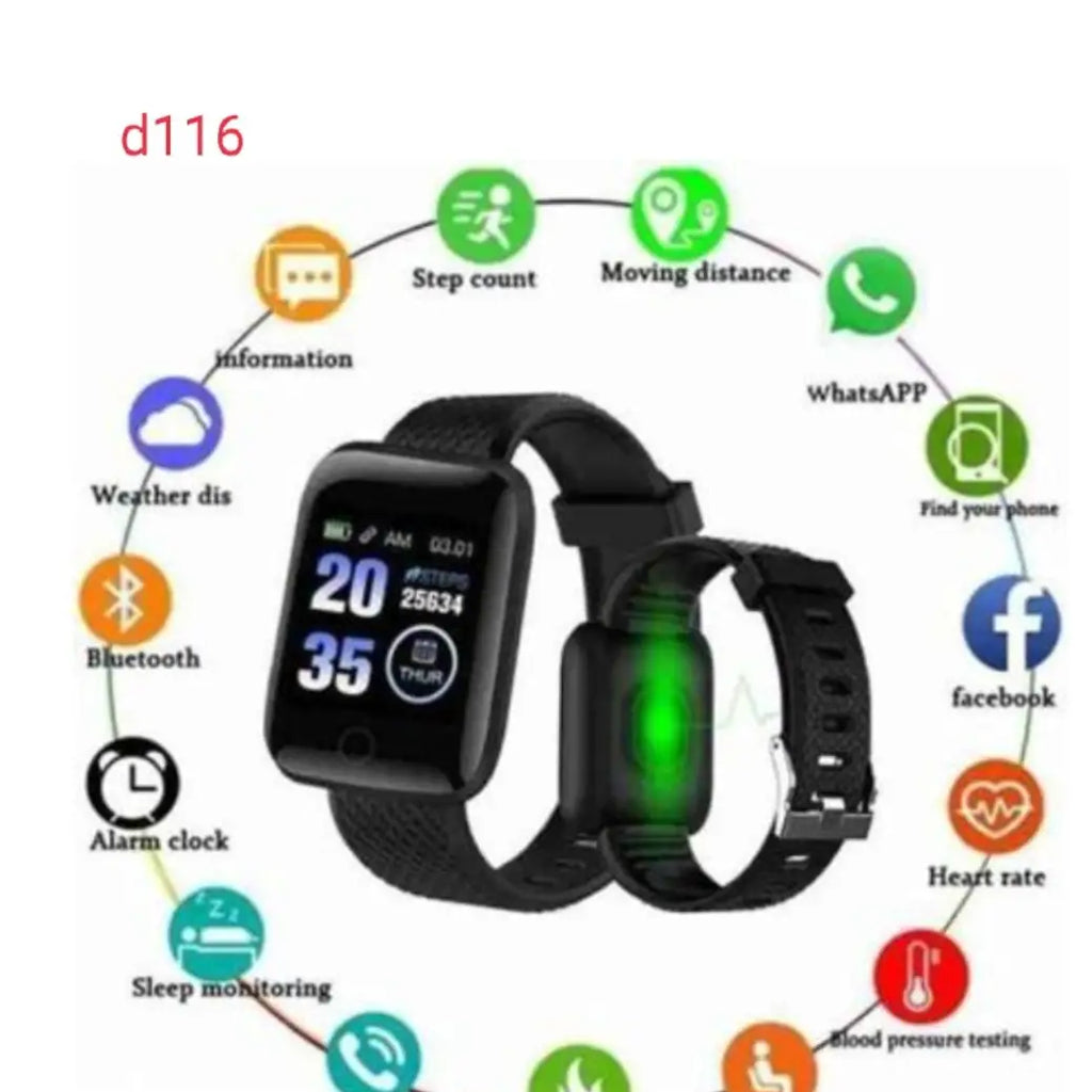 D20 smart watch  black colour waterproof and multiple functions