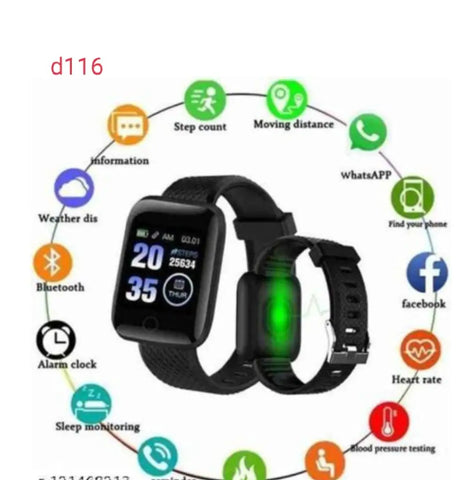 D20 smart watch  black colour waterproof and multiple functions