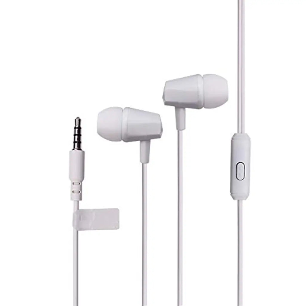 Head Phone Wired Earphone with Mic- White