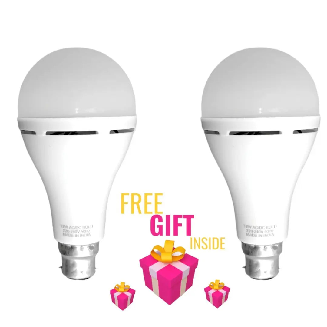 12 watt Rechargeable Emergency Inverter LED Bulb Pack of 2 +Surprise Gift