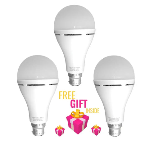 12 watt Rechargeable Emergency Inverter LED Bulb Pack of 3 +Surprise Gift