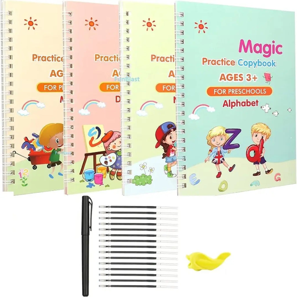 ElaMagic Updated Magic Practice Copybook, Number Tracing Book for Preschoolers with Pen Magic Calligraphy Copybook Set Practical Reusable Writing Tool Simple Hand Lettering kids magic book for writing
