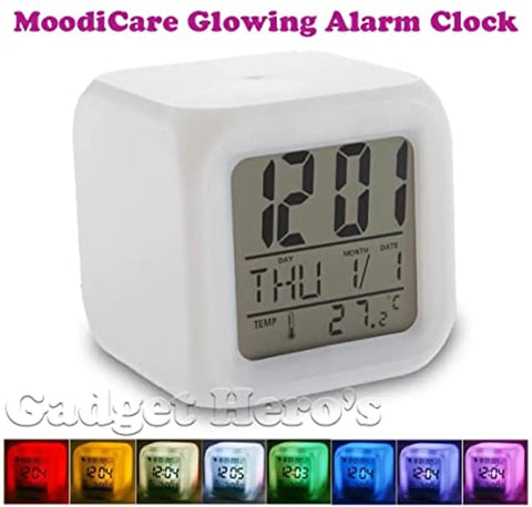 Digital Alarm Clock with Automatic 7 Color Changing LED, Date, Time, Temperature Digital Alarm Clock (Multicolor)