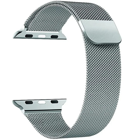 eHIKPLUS Apple Watch Milanese Loop Stainless Steel Magnetic Strap for Apple iWatch 44mm Series 7,6,5,4,3,2 SE - Silver