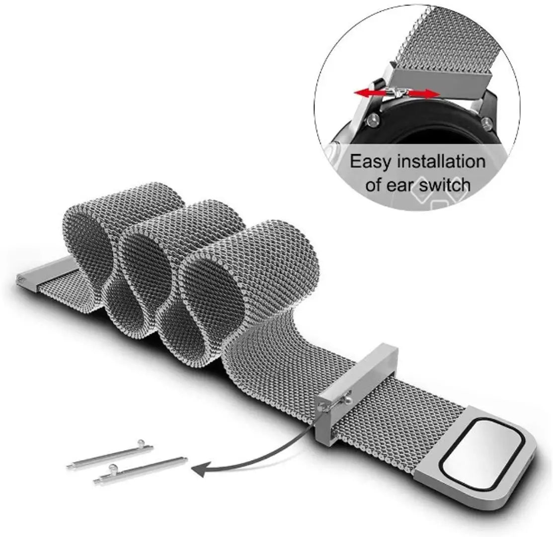 eHIKPLUS Apple Watch Milanese Loop Stainless Steel Magnetic Strap for Apple iWatch 44mm Series 7,6,5,4,3,2 SE - Silver