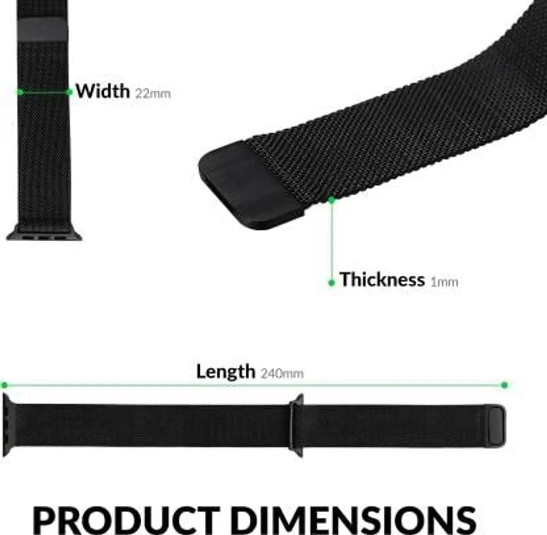 eHIKPLUS Apple Watch Milanese Loop Stainless Steel Magnetic Strap for Apple iWatch 44mm Series 7,6,5,4,3,2 SE - Black