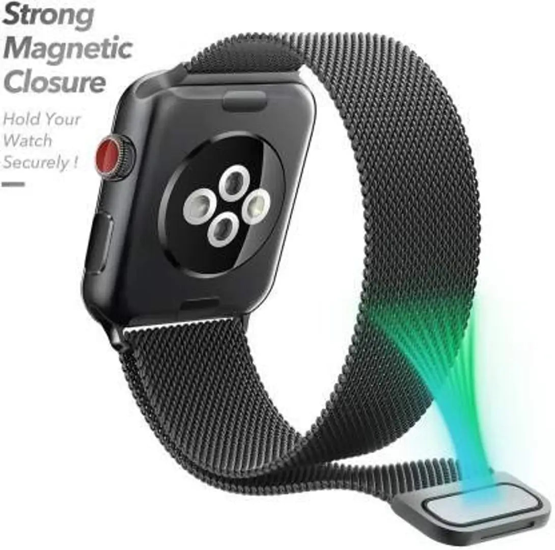 eHIKPLUS Apple Watch Milanese Loop Stainless Steel Magnetic Strap for Apple iWatch 44mm Series 7,6,5,4,3,2 SE - Black