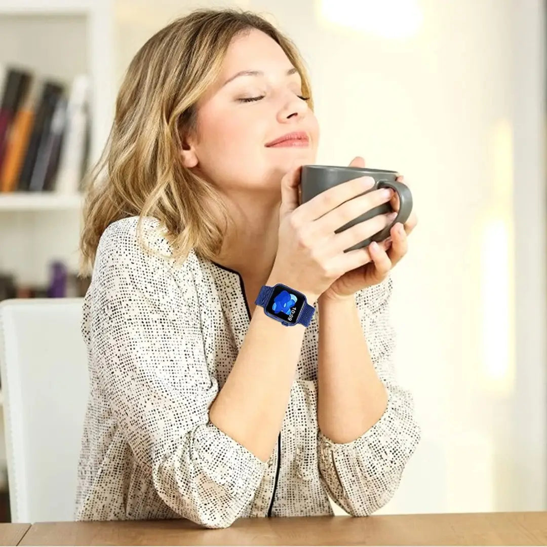 eHIKPLUS Apple Watch Milanese Loop Stainless Steel Magnetic Strap for Apple iWatch 44mm Series 7,6,5,4,3,2 SE - Blue