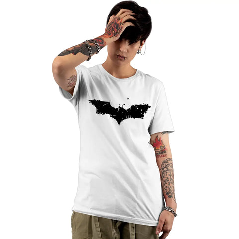 Trendy Cotton Round Neck Half Sleeve Batman White T-shirt For Women