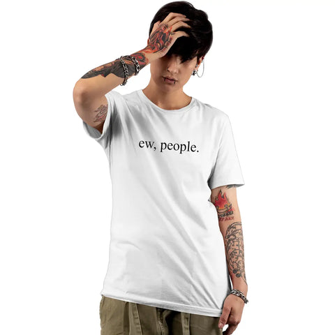 Trendy Cotton Round Neck Half Sleeve Ew White T-shirt For Women