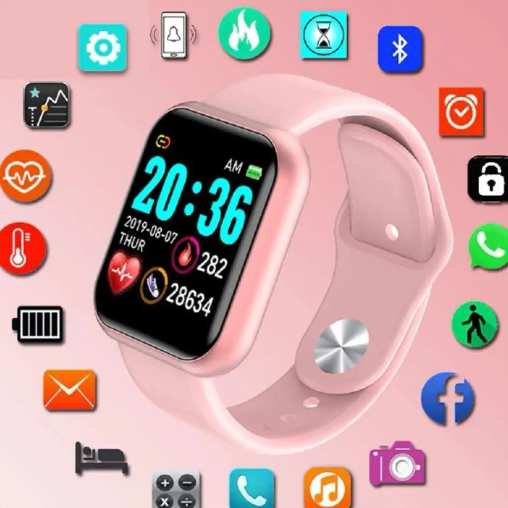 D20 pink smart watch waterproof and multiple functions contact with Android phone