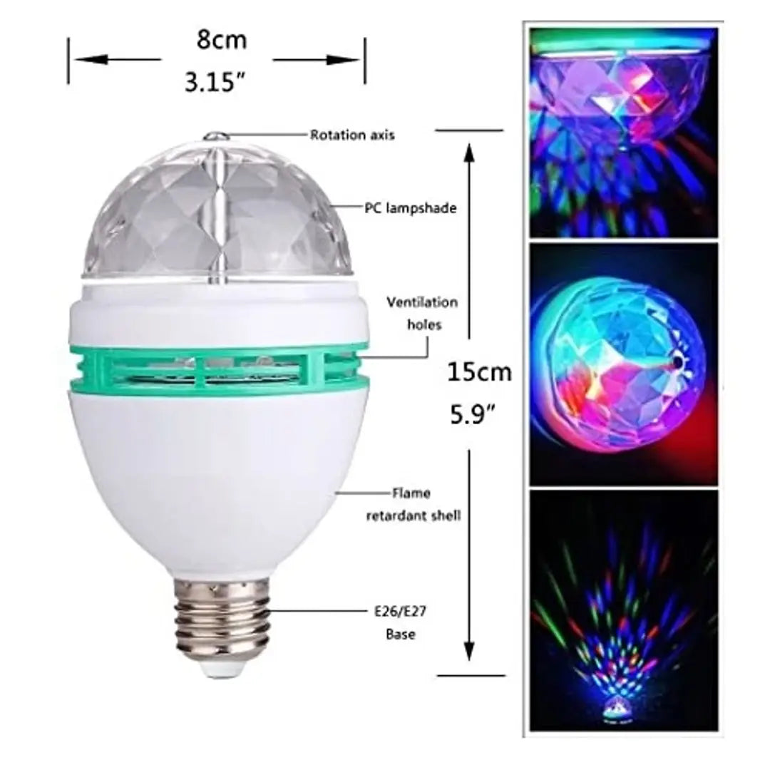 Stylish LED Full Color Rotating Disco Light Lamp Multi-Color Change 3 W Party Celebration Bulb .