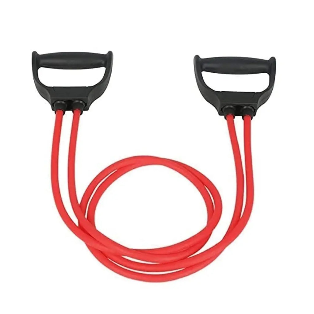 Double Toning Resistance Tube Heavy Quality Exercise Band for Men and Women - Red