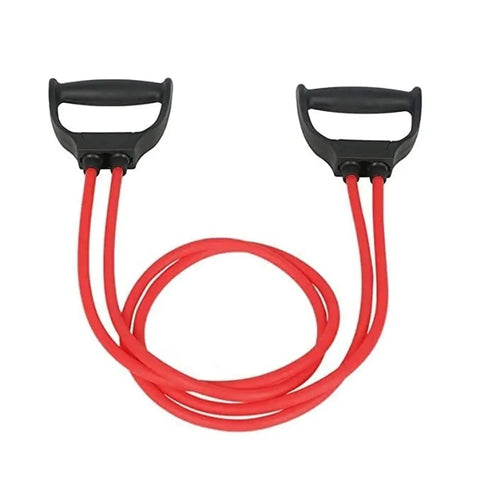Double Toning Resistance Tube Heavy Quality Exercise Band for Men and Women - Red