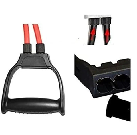 Double Toning Resistance Tube Heavy Quality Exercise Band for Men and Women - Red