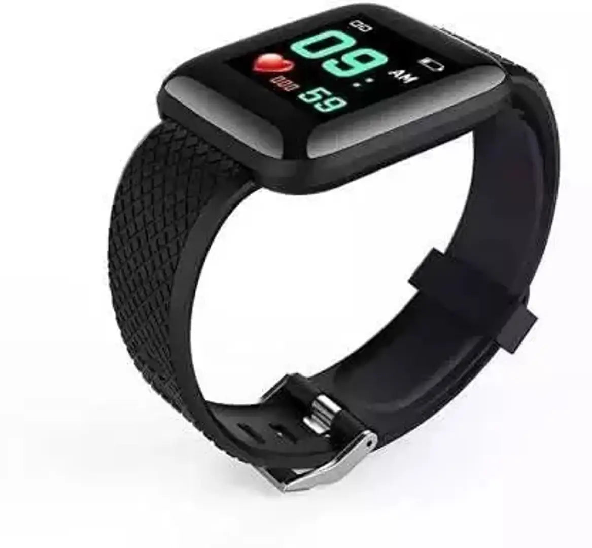 Smart Watch for Men ID116 Plus Waterproof Bluetooth Smartwatch Fitness Band with Heart Rate Sensor Activity Tracker BP Monitor Latest 1.3 LED Display Sports Smart Watch for Kids,Boys  Girls - Black