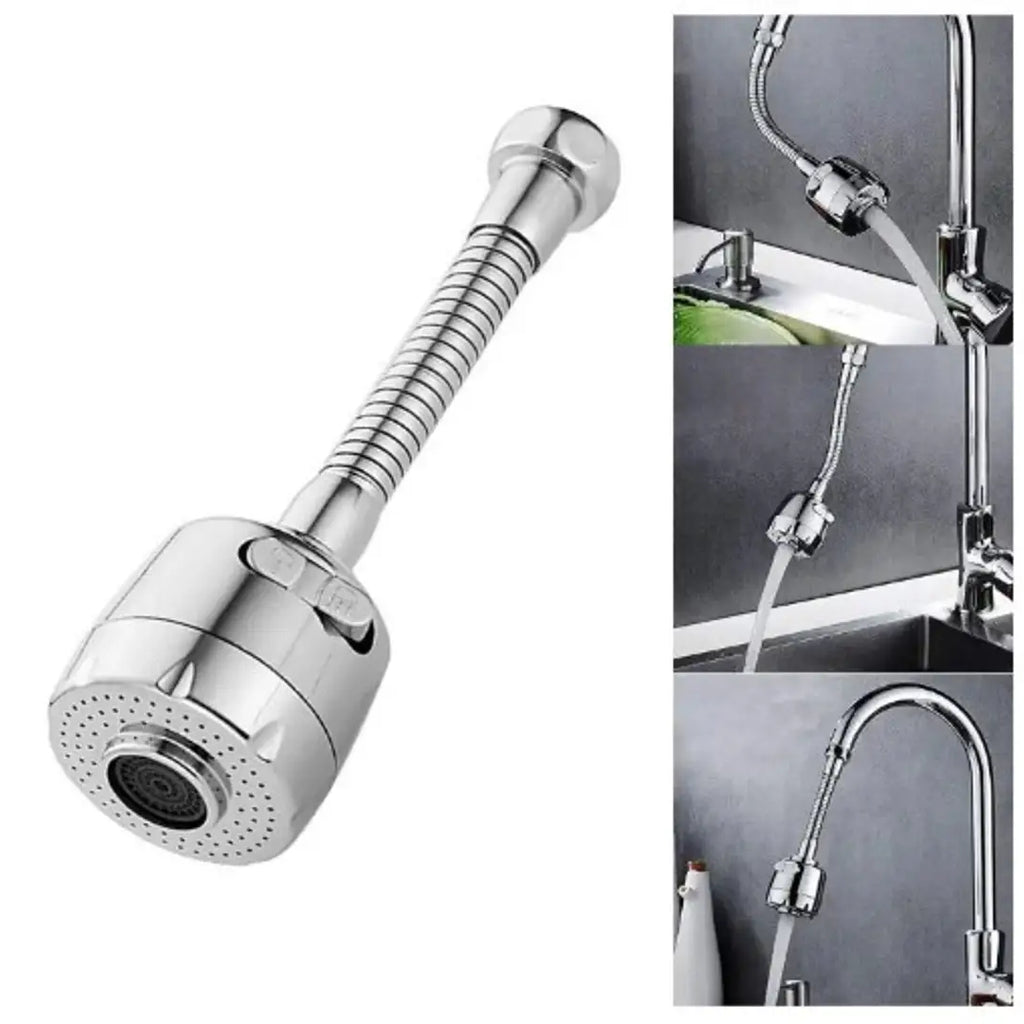 Stainless Steel 360 Degree Flexible Rotating 2 Modes Water Saving Faucet, Silver, Painted Finish