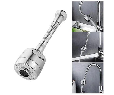 Stainless Steel 360 Degree Flexible Rotating 2 Modes Water Saving Faucet, Silver, Painted Finish