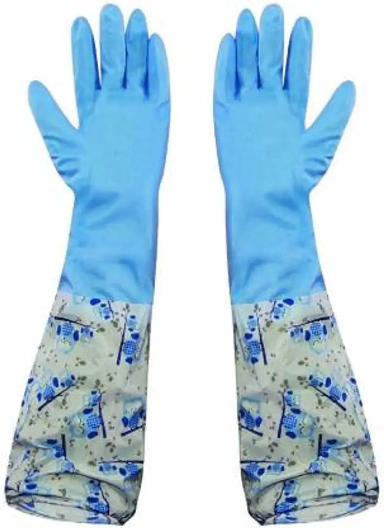 Reusable Rubber Latex Pvc Flock lined Hand Gloves For Kitchen L