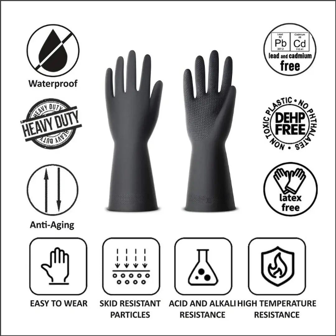 Multipurpose Reusable and Washable Heavy-duty Dish Washing Kitchen Industrial Gardening Cleaning Rubber latex Hand gloves for Men and Women