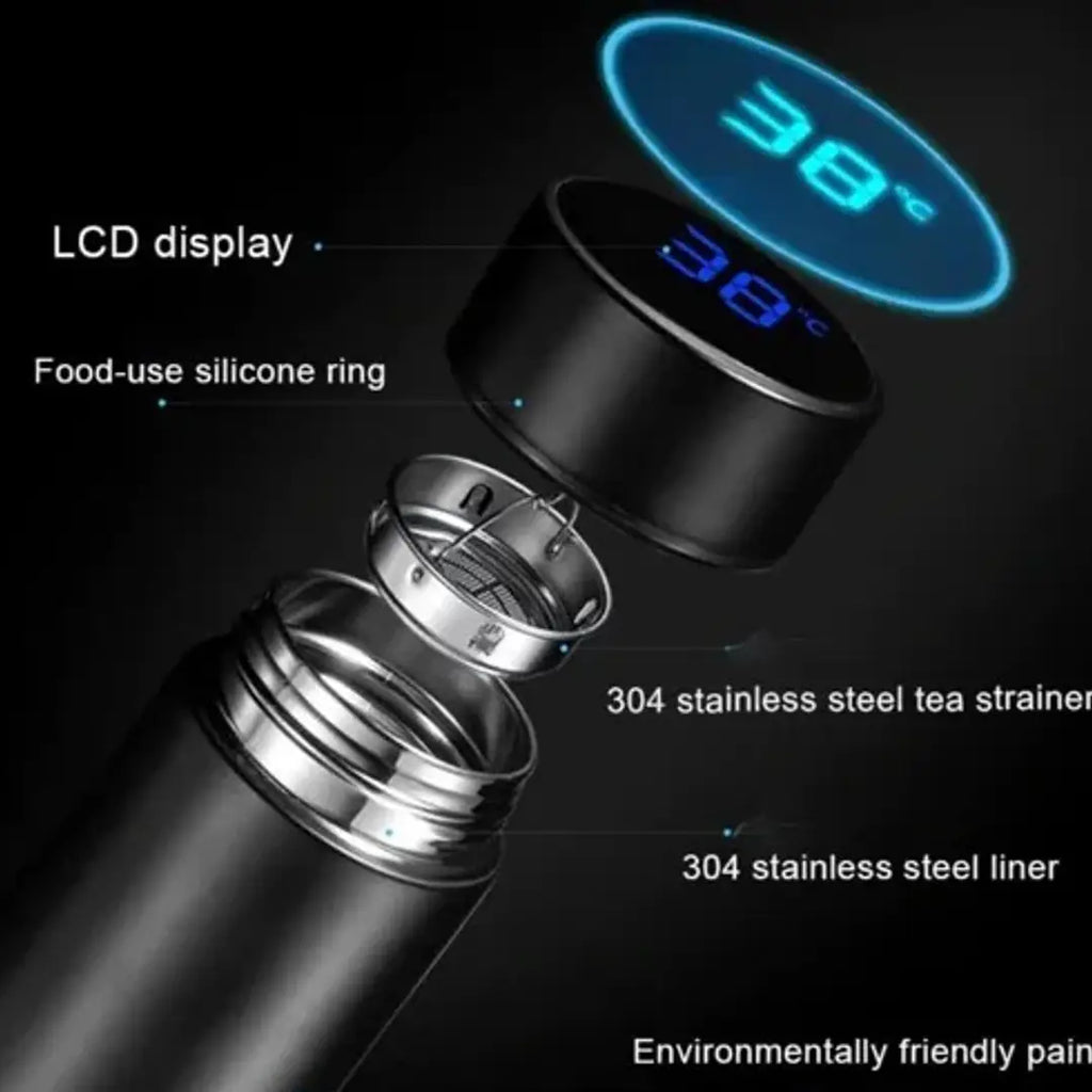 Stainless Steel Temperature Water Bottle Thermos, Double Wall Vacuum Intelligent Cup with LCD Smart Display