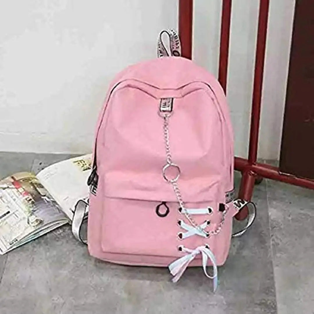 Diving Deep PU Leather Stylish School Bag for Girls 10 L Backpack (Pink)