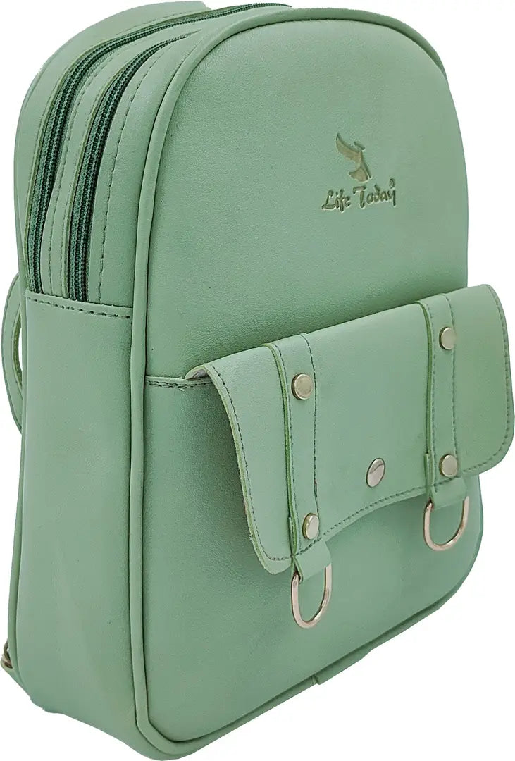 Durable Self Pattern Green Backpacks For Multipurpose Uses