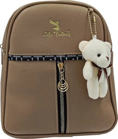 Durable Self Pattern Beige Backpacks For Multipurpose Uses
