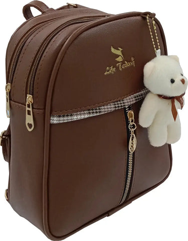 Durable Self Pattern Brown Backpacks For Multipurpose Uses