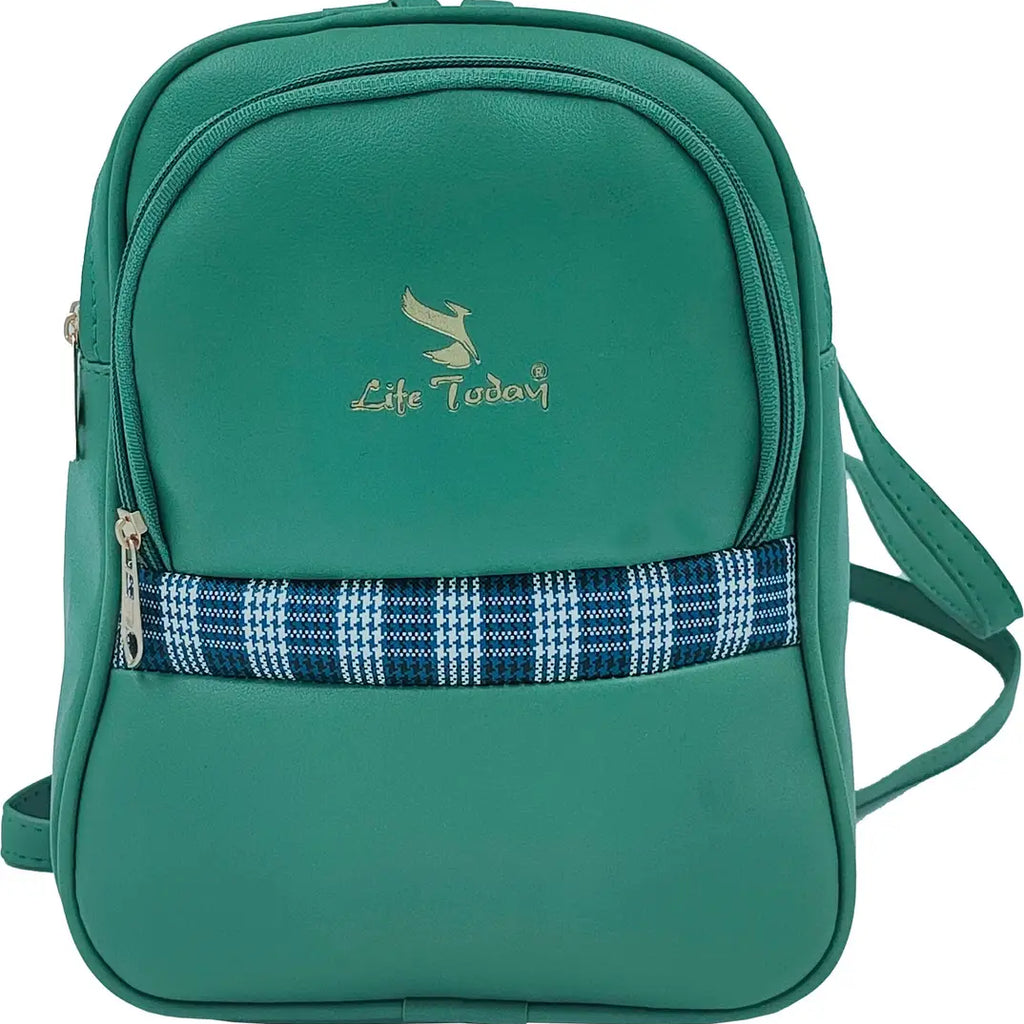 Durable Self Pattern Green Backpacks For Multipurpose Uses