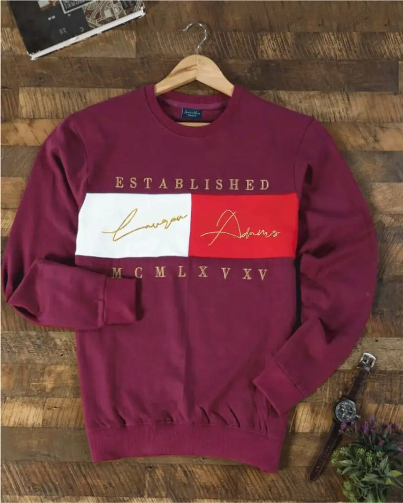 Stylish Fleece Sweatshirt Hoodie for Men Maroon