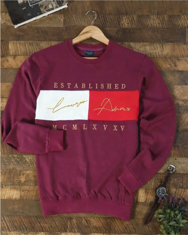Stylish Fleece Sweatshirt Hoodie for Men Maroon