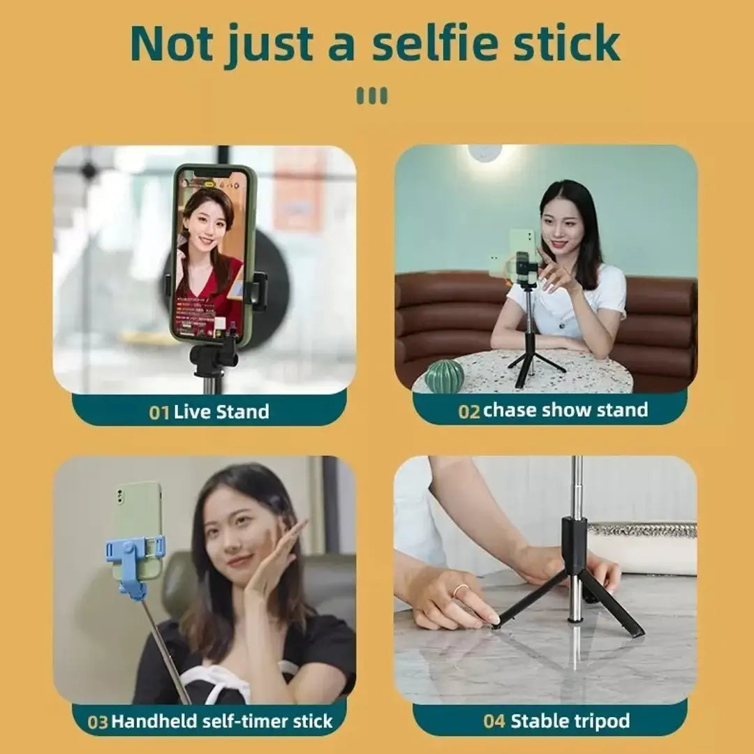 R1 Bluetooth Extendable Selfie Sticks with Wireless Remote and Tripod Stand, 3-in-1 Multifunctional Selfie Stick with Tripod Stand Compatible with iPhone/Samsung/Oppo/Vivo and All Phones