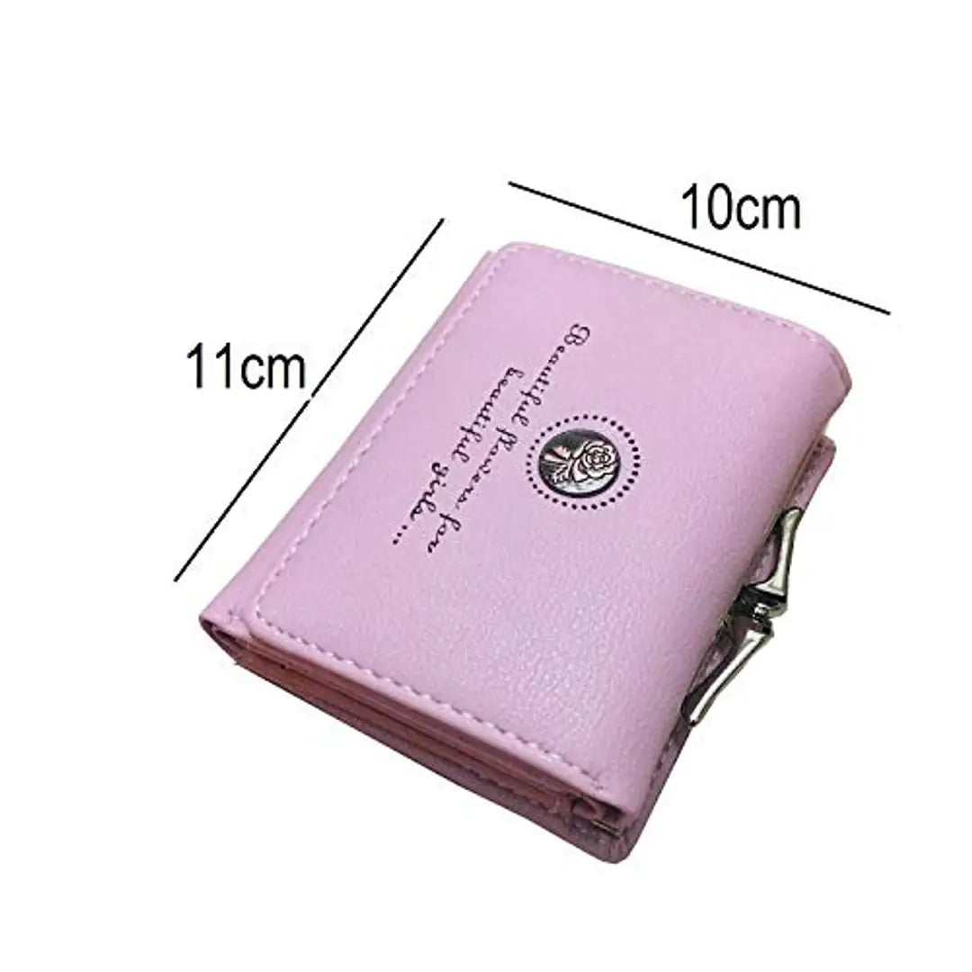SYGA Short Wallet Folding Wallet Ladies Girls Mini Hand Clutch PU Leather Card Holder(Light Purple)