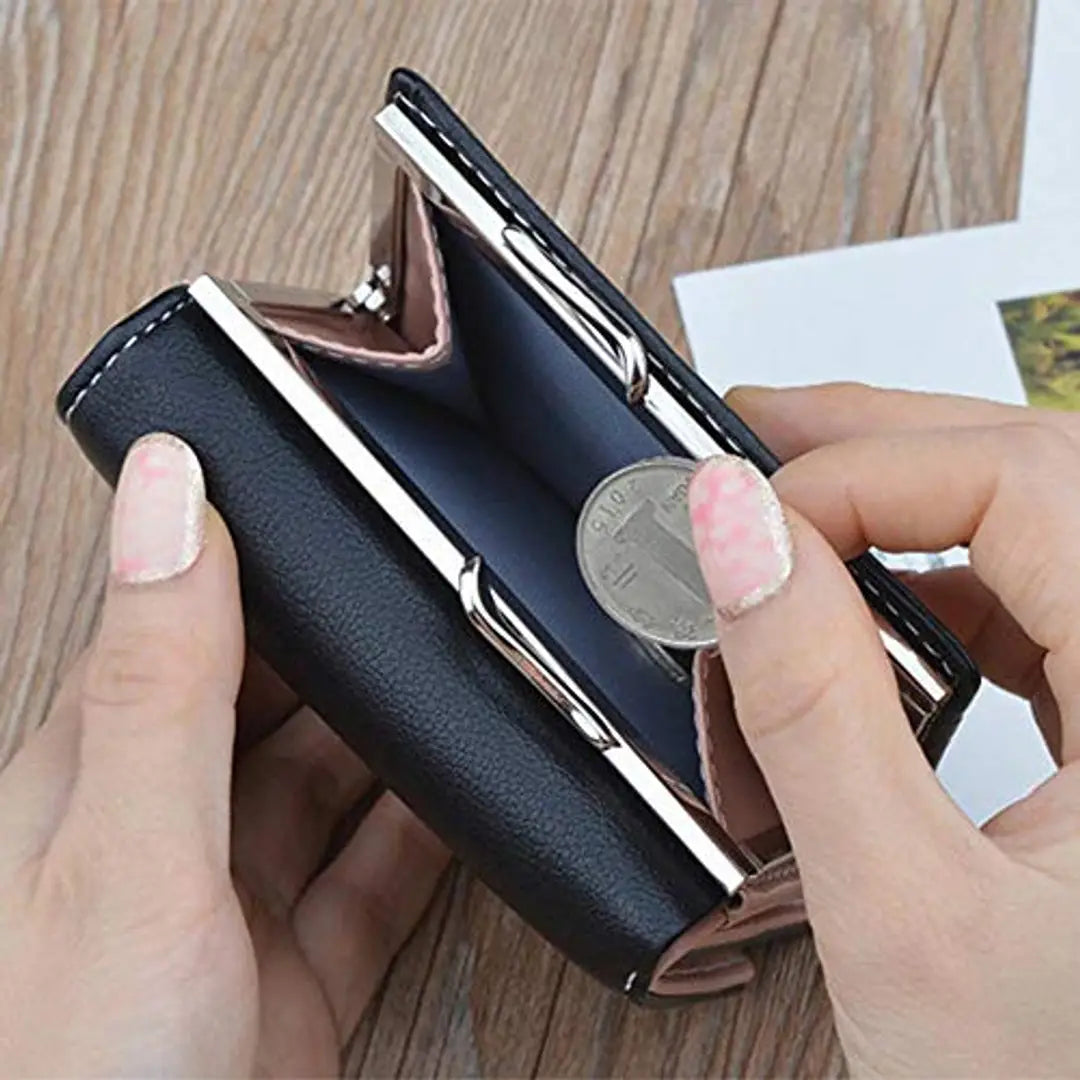 SYGA Short Wallet Folding Wallet Ladies Girls Mini Hand Clutch PU Leather Card Holder(Light Purple)